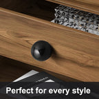 FoDau770 15pcs Black Wood Knobs, Round Ball Cabinet Knobs Vintage Drawer Pulls, Natural Wooden Cabinet Hardware for Furniture Drawer Dresser Wardrobe Cupboard - 1" Diameter