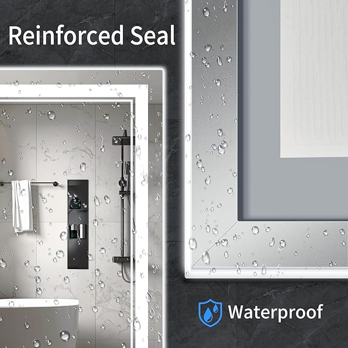 36"x36" LED Bathroom Mirror with Anti-Fog, Stepless Dimmable Lights, 3 Color Modes, Shatter-Proof Tempered Glass, Memory Function & Waterproof Design