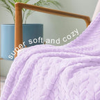 Exclusivo Mezcla Fleece King Size Blanket for Bed, 90x104 Inches Soft Cozy Jacquard Flannel Blankets, Lightweight Fuzzy Plush Warm for Winter, Lilac Purple
