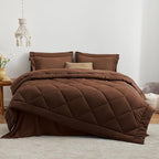 Love's cabin California King Comforter Set Brown, 7 Pieces California King Bed in a Bag, All Season Bedding Sets with 1 Comforter, 1 Flat Sheet, 1 Fitted Sheet, 2 Pillowcase and 2 Pillow Sham