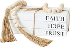 Decorative Books for Home Decor, White Faux Books for Decoration, Rustic Farmhouse Stacked Display Books (Faith, Hope, Trust)