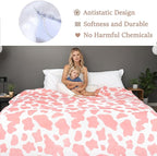 Flannel Pink Cow Print Blanket Twin Size - Premium Lightweight Anti-Static Super Soft Cow Blankets for Twin/Twin XL Extra Long Bed, Winter Warm Cow Print Throw Blanket 66" x 90"(Pink Cow)