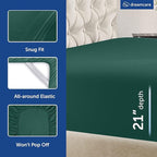 DREAMCARE King Size Sheets Set – 4 pcs Cooling Sheets – up to 21” Deep Pocket King Sheet Set – Hotel Luxury Sheets & Pillowcases – Superior Softness 100% Microfiber with Side Pocket - Emerald Green