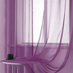 DUALIFE Dark Purple Curtains 63 Inch Length for Bedroom Girls 2 Panels Set Grommet Semi Transparent Window Drapes Sheer Voile Royal Purple Thin Curtains for Living Room Violet Plum 52x63 Inches