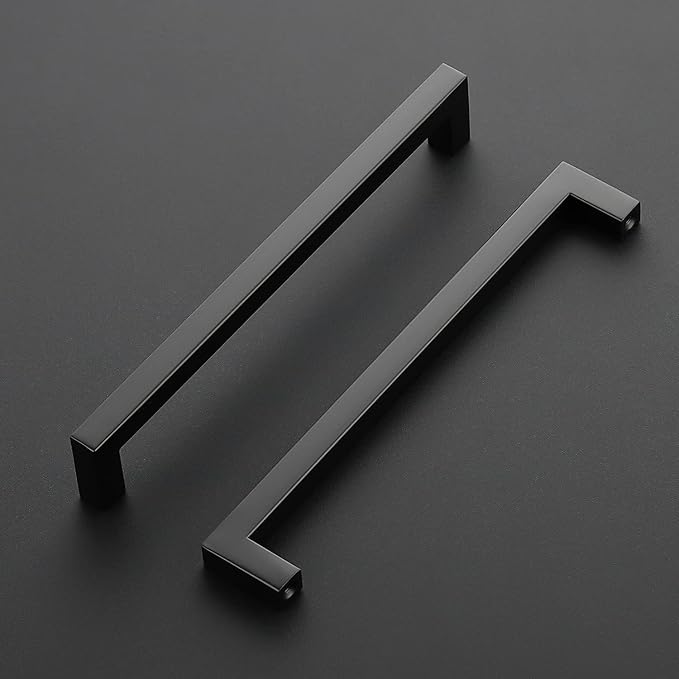 Ravinte 5 Pack Black Cabinet Pulls 8 Inch Square Kitchen Cabinet Handles Matte Black Kitchen Hardware for Drawer Pulls Drawer Handles Come with Screwdriver