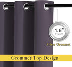 NICETOWN Blackout Curtain Panels 45 inches - Triple Weave Microfiber Home Thermal Insulated Solid Ring Top Blackout Curtains/Drapes for Bedroom(Set of 2, 52 x 45 Inch, Greyish Purple)