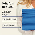 Cal King 6 Piece Sheet Set - Comfy Breathable & Cooling - Soft Hotel Luxury Bedding Set with 8-16 Inch Deep Pockets - 1 Flat & 1 Fitted Sheet & 4 Pillowcases - Wrinkle Free & Easy Care - Royal Blue