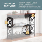 Convenience Concepts Oxford 1 Drawer Console Table with Shelves, Cherry/Black