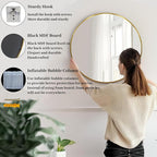 Round Gold Mirror, 28 inch Round Mirror, Circle Bathroom Mirrors Metal Frame, Wall Mounted Circle Mirrors for Bathroom, Living Room, Hallway, Farmhouse.