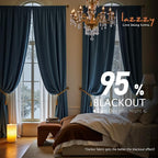 Lazzzy Velvet Blackout Curtains Thermal Insulated Room Window Drapes Super Soft Luxury Curtains for Living Room Bedroom Rod Pocket 2 Panels, Dark Slate, 42" W x 84" L