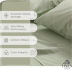 Linen Home 100% Cotton Percale Sheets King Size, Sage, Deep Pocket, 4 Pieces Set - 1 Flat, 1 Deep Pocket Fitted Sheet and 2 Pillowcases, Crisp Cool and Strong Bed Linen