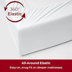 Mellanni Extra Deep Split King Sheets - 5 PC Iconic Collection Bedding - Hotel Luxury, Ultra Soft, Cooling Bed Sheets - Wrinkle, Fade, Stain Resistant (Split King, White)