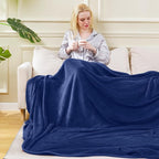 Soft Queen Size Blanket All Season Warm Fuzzy Microplush Lightweight Thermal Fleece Blankets for Couch Bed Sofa,90x90 Inches,Royal Blue