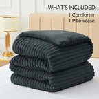 BEDELITE Fleece Twin Comforter Set -Super Soft & Warm Fluffy Dark Grey Bedding, Luxury Fuzzy Heavy Bed Set for Winter with 1 Pillow case