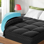 Dual Layer 3 Inch Memory Foam Mattress Topper Queen Size, 2 Inch Cooling Gel Memory Foam Plus 1 Inch Pillow Top Mattress Pad Cover, with 8-21 Inch Deep Pocket, Black