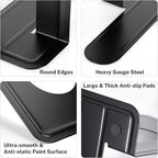 MaxGear 8.5 in Extra Large Heavy Duty Metal Book Ends, Classic Black Premium Bookends for Shelves, Non-Skid Bookend, Book Stopper for Books/Movies/CDs/Games, 8.5 x 5.9 x 7.8 in,4 Pairs
