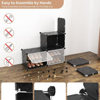ROJASOP Portable Shoe Rack Organizer 6-Tier Shoe Cabinet 24-Pair shoe Storage Expandable Free Standing Stackable Space Shoe Rack with 2 exclusive Versatile Hooks for Bedroom Black
