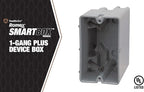 Southwire Electrical Box for Lighting Fixture, 50lb Ceiling Fan and 75lb Light Fixture Support, 22.5Cu with Depth Adjustment, 1 Gang, Gray, MSB22+