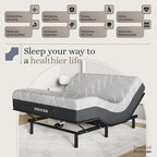 Sven and Son Essential Adjustable Bed Base (Frame) + 12 inch Memory Foam Matt (Medium), Easy Assembly, Head and Foot Lift, Memory Positions, Zero Gravity, Wireless Remote - Queen