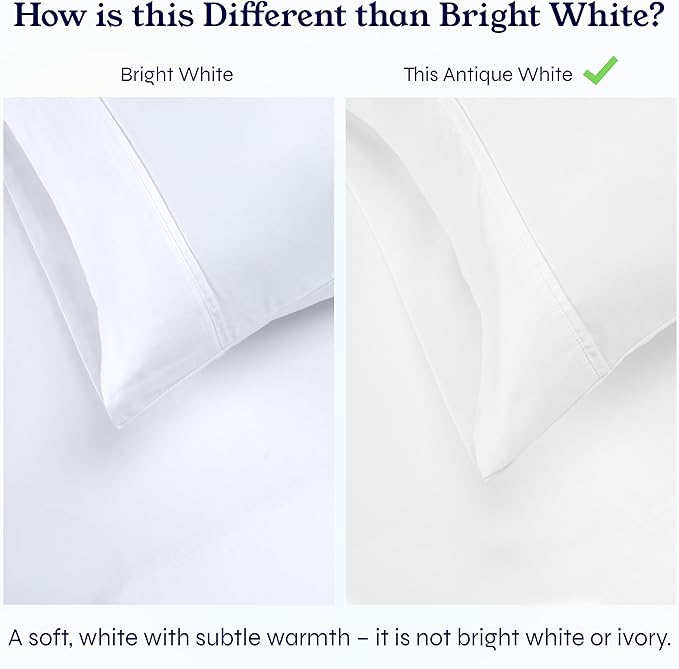 California Design Den 2-Pack Bed Sheets Full Size - 400 Thread Count 100% Cotton Sateen - Extra Soft, Breathable & Cooling Sheets, Wrinkle Resistant, 2 Sets of Deep Pocket Bed Sheets - Antique White
