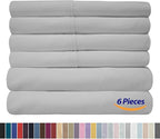 Sweet Home Collection 6 Piece 1500 Supreme Collection Brushed Microfiber Deep Pocket Sheet Set-2 Extra Pillow Cases, Great Value, Rv Short Queen, Silver