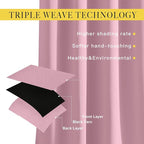 NICETOWN Blackout Curtains Panels for Bedroom - 3 Pass Microfiber Noise Reducing Thermal Insulated Solid Ring Top Blackout Window Drapes (2 Panels, 66 x 72 Inch, Crystal Pink)