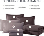 Monbix Queen Comforter Set - 7 Pieces ltalian Plum Bed in a Bag Queen Bedding Sets with Comforters, All Seasons Down Alternative Comforter Bed Set with Sheets,Pillowcases & Shams