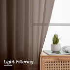 OWENIE Sheer Chocolate Curtains, Sheer Curtains 78 inch Length 2 Panels Set, Rod Pocket Voile Fimly Sheer Drapes for Living Room/Bedroom, 2pcs, Each 42" W x 78" L