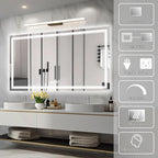 55x30 Inch Led Mirror for Bathroom with Front Light and Backlit, Dimmable Anti Fog Wall Bathroom Mirror with Led Lights, Water Proof, Decor Vanity Mirror