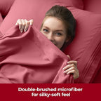 Mellanni Extra Deep Queen Sheets - 4 PC Iconic Collection Bedding - Hotel Luxury, Ultra Soft, Cooling Bed Sheets - Wrinkle, Fade, Stain Resistant (Queen, Brick Red)