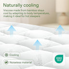 Ultra Soft Queen RV Size Mattress Topper - Viscose Made from Bamboo Pillow Top Mattress Pad for Back Pain Relief - Naturally Cooling for Hot Sleepers, White