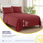 Queen Size Bed Sheets - Breathable Luxury Sheets with Full Elastic & Secure Corner Straps Built In - 1800 Supreme Collection Extra Soft Deep Pocket Bedding Set, Sheet Set, Queen, Burgundy