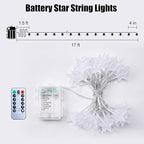 Brightown Star String Lights Battery Operated - 17 ft 50 LED Star Fairy String Lights with Remote and Timer, 8 Modes Waterproof for Bedroom Tent Loft Bed Patio Party Wedding Decor, Multicolor