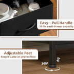 Somdot Dresser for Bedroom with 4 Drawers, Storage Organizer Chest of Drawers with Removable Fabric Bins for Closet Bedside Living Room Laundry Entryway Hallway, Black Rustic Brown