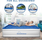 SoundAsleep Products Dream Series Luxury Air Mattress, ComfortCoil Technology, Built-in High Capacity Pump for Home, Camping- Double Height, Adjustable, Inflatable Blow Up, Portable (Full Size)