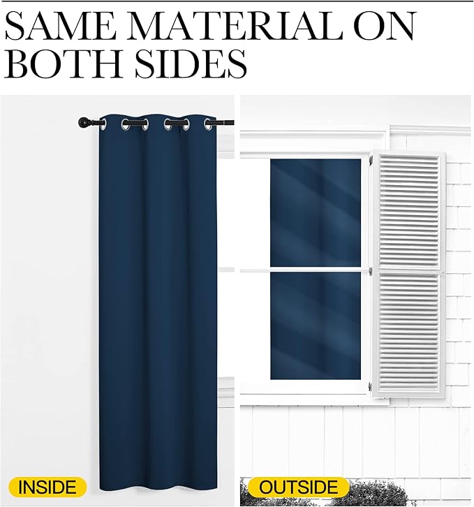 NICETOWN Moroccan Blue Blackout Curtains 90" Long for Office, Dining Room, Guest Room, Sound Reducing Heat and Cold Block Curtain Panels for Modern Room Decorative (55" Wide, 2 Pieces)