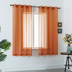 DUALIFE Rust Curtains 72 Inch Length for Living Room 2 Panels Grommet Solid Color Burnt Orange Window Sheer Curtain Panels for Bedroom 52x72 Inches Long Terracotta