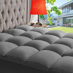 ABENE Mattress Topper Twin for Back Pain Relief, Extra Thick Mattress Pad Pillowtop, Soft Mattress Protector Cover with 8"-21" Deep Pocket, Overfilled Down Alternative Filling (Gray, Twin)