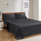 Mejoroom Striped Queen Size Sheet Set - Hotel Luxury 1800 Bedding Sheets & Pillowcases - Deep Pocket Fitted Sheet, Soft, Breathable, Wrinkle & Fade Resistant - 4 Piece (02-Black)