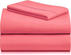 LuxClub 3 PC Sheet Set Bed Sheets Deep Pockets 16" Eco Friendly Wrinkle Free Cooling Machine Washable Hotel Bedding Silky Soft - Vermilion Twin XL