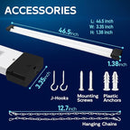 hykolity 5000K LED Shop Light Linkable, 4FT Daylight 42W LED Ceiling Lights for Garages, Workshops, Basements, Hanging or FlushMount, Power Cord with Pull Chain, 4400lm, ETL- 1 Pack