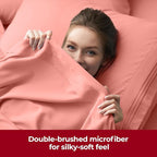 Mellanni Extra Deep Queen Sheets - 4 PC Iconic Collection Bedding - Hotel Luxury, Ultra Soft, Cooling Bed Sheets - Wrinkle, Fade, Stain Resistant (Queen, Coral)