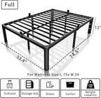ROIL 12 inch Full Size Bed Frame with Headboard Hole and Round Corner Legs Mattress Retainers 3500LBS Heavy Duty Steel Slats No Box Spring Needed Platform Noise-Free Underneath Storage