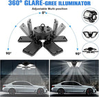 LED Garage Lights 4 Pack -180W, 18000LM 6500K Led Shop Light with 6+1 Deformable Panels, Basement Barn Light Garage Ceiling Lights, E26/E27 for Garage, Warehouse, Shop, Basement