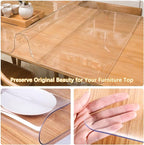 40 x 72 Inch 6ft Table Protector Tablecloth Cover Office Desk Pad Mat Wood Furniture Coffee Glass Accent Dining Tabletop Bar Countertop Cloth Protection Waterproof Rectangular Clear Plastic PVC Vinyl