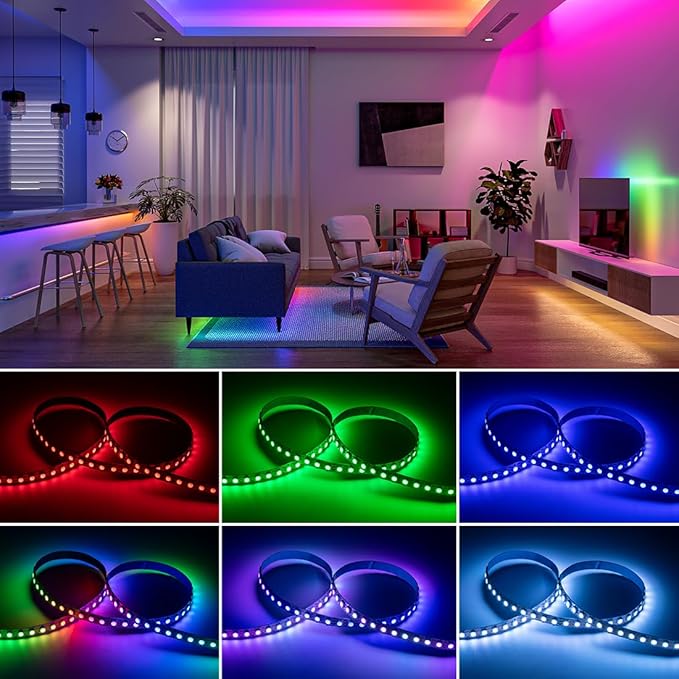 BTF-LIGHTING WS2812B IC RGB 5050SMD Pure Gold Individual Addressable LED Strip 3.28FT 60LED 60Pixel/m Flexible Full Color IP30 DC5V for DIY Chasing Color Project(No Adapter or Controller)