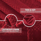 Exclusivo Mezcla Fleece Bed Blanket King Size, Super Soft and Warm Blankets for Couch, Sofa and Bed Waffle Textured, Cozy, Fuzzy and Lightweight (Deep Red, 90x104 Inches)