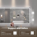84"X32" LED Bathroom Mirror with Front Lights and Backlit, Anti-Fog, Dimmable, Shatter-Proof Tempered Glass, Lighted Bathroom Vanity Mirror for Wall with 3 Colors, Memory Function