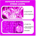 Curtain Light for Bedroom, 200LED 6.6x6.6ft Pink Window Wall Hanging Fairy Curtain String Light, 8 Modes Remote Fairy String Lights Indoor for Wedding Party Home Garden Decorations