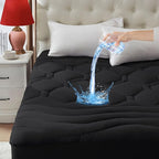 Twin XL Mattress Pad Waterproof, Soft Cooling Mattress Topper for College Dorm, Extra Long Twin Mattress Cover Protector Washable, Deep Pocket 8-21" (39x80 inch, Black)